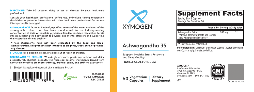 XYMOGEN Ashwagandha 35 60 capsules