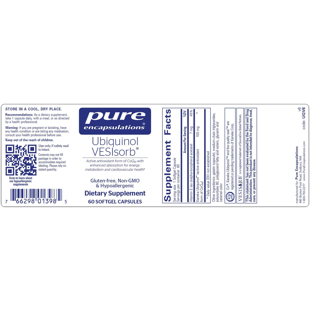 Pure Encapsulations Ubiquinol VESIsorb 60 capsules