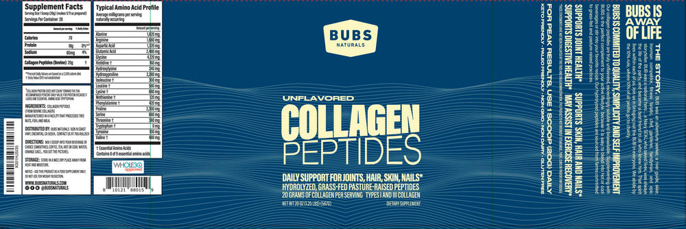 Bubs Naturals Collagen Peptides, Unflavored 567 Grams