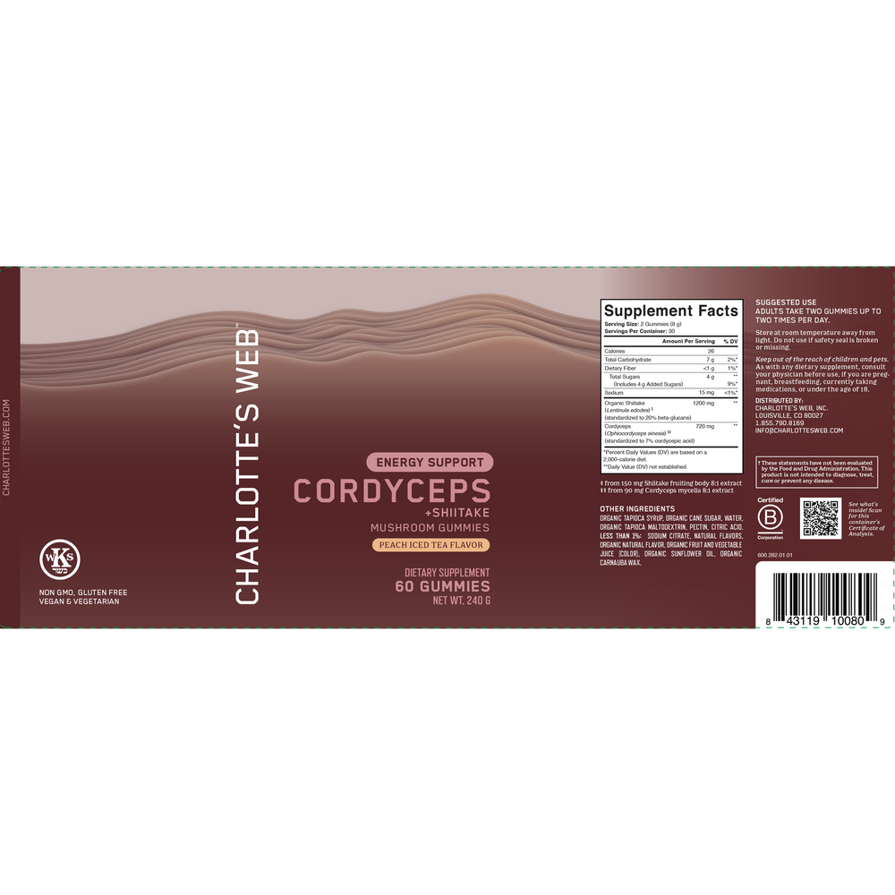 Charlotte's Web Cordyceps+Shiitake Energy Support Gummy 60 gummies