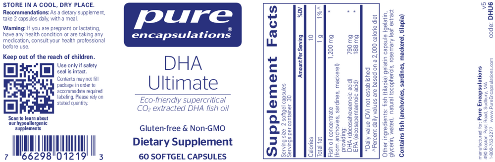 Pure Encapsulations DHA Ultimate 60 softgel capsules