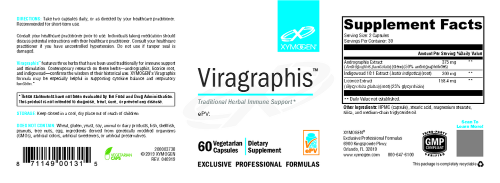 XYMOGEN Viragraphis 60 capsules