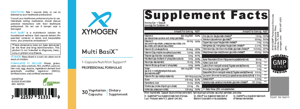 XYMOGEN Multi BasiX (Multivitamin) 30 capsules