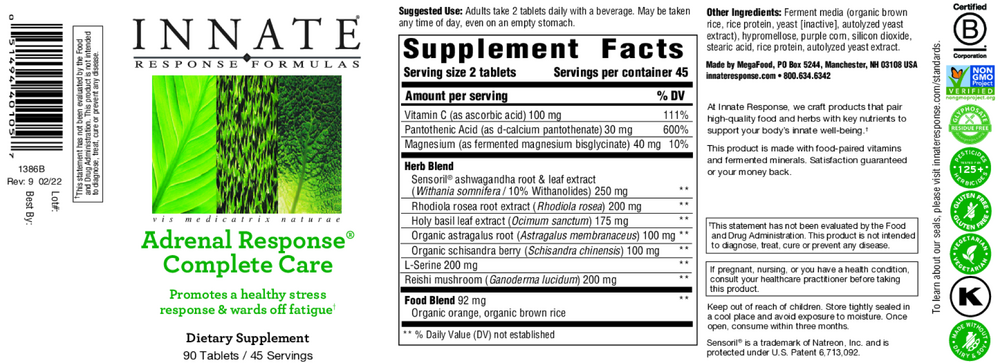 Innate Response Adrenal Response® Complete Care 90 tablets
