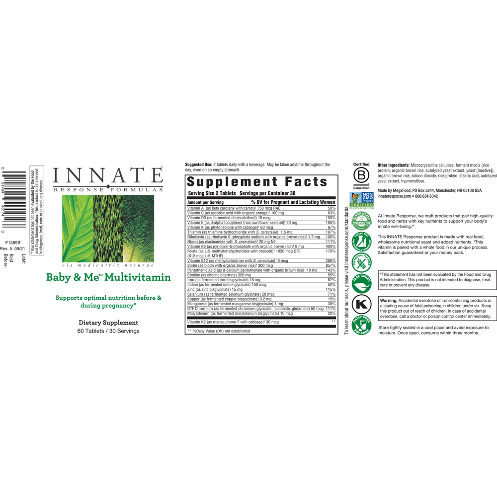 Innate Response Baby & Me™ Multivitamin 60 tablets