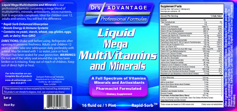 Dr's Advantage Liquid Mega MultiVitamins and Minerals 473ml