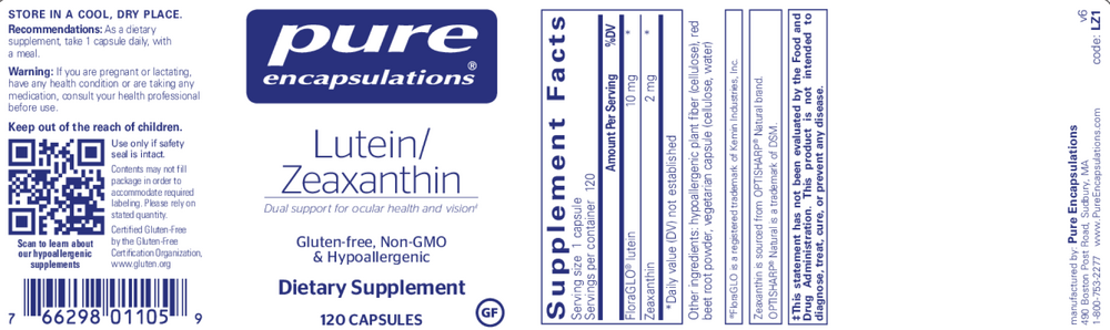 Pure Encapsulations Lutein/Zeaxanthin 120 capsules