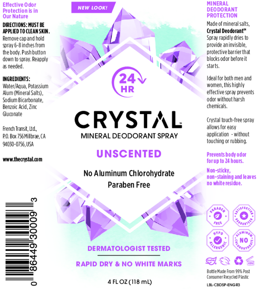 Crystal Unscented Crystal Body Spray Deodorant 4oz
