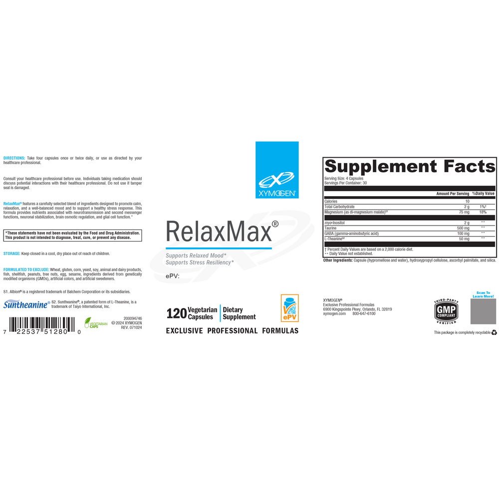 XYMOGEN RelaxMax 120 capsules