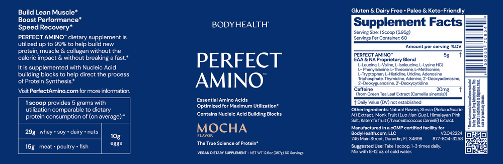BodyHealth PerfectAmino Powder, Mocha 384 Grams