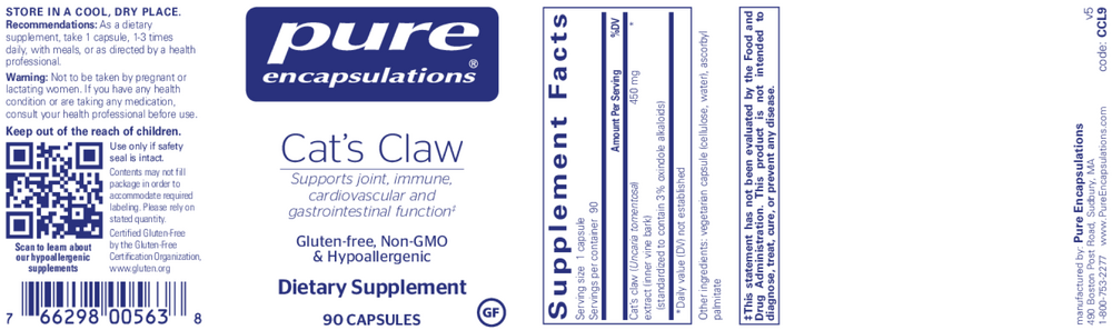 Pure Encapsulations Cat's Claw 90 capsules