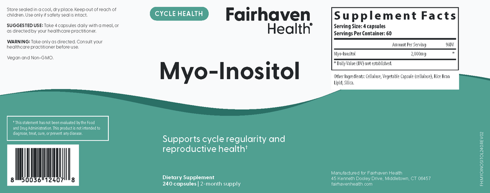 Fairhaven Health Myo-Inositol Supplement for Women and Men 240 capsules