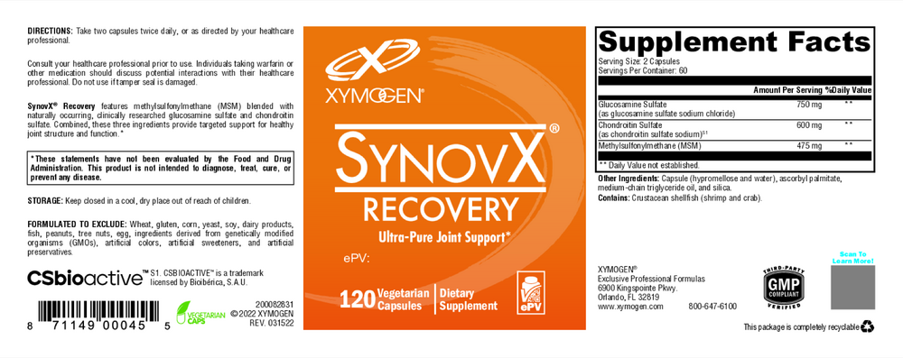 XYMOGEN SynovX Recovery 120 capsules