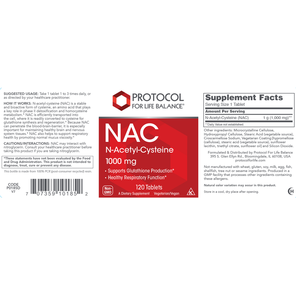 Protocol for Life Balance NAC 1000mg 120 tablets