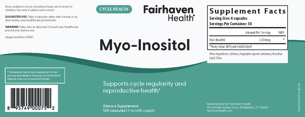 Fairhaven Health Myo-Inositol Supplement for Women and Men 120 capsules