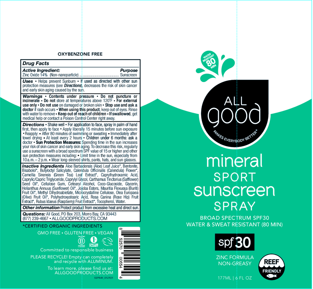 All Good SPF30 Sport Sunscreen Spray 6oz