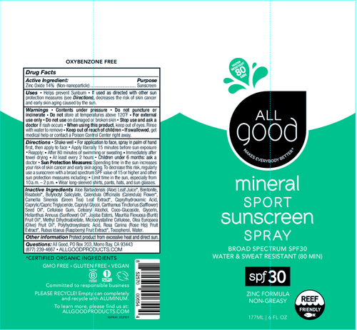 All Good SPF30 Sport Sunscreen Spray 6oz