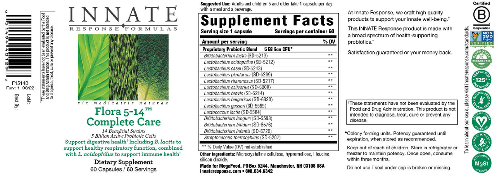 Innate Response Flora 5-14™ Complete Care 60 capsules