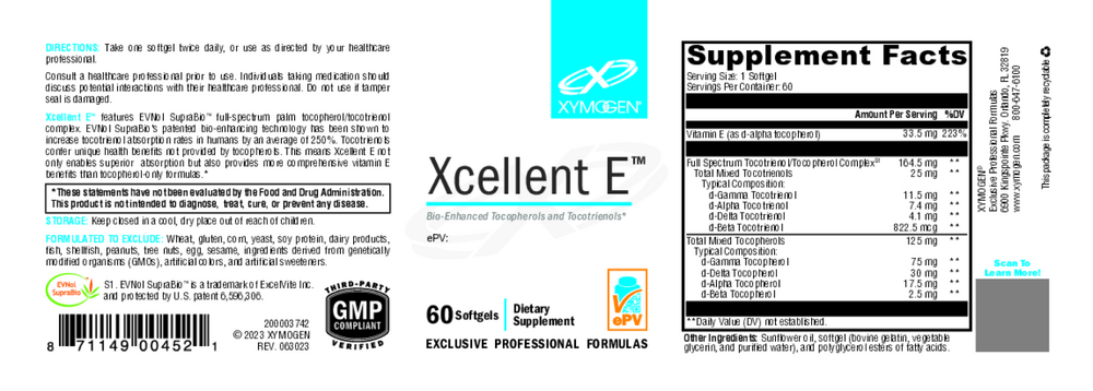 XYMOGEN Xcellent E 60 Softgels