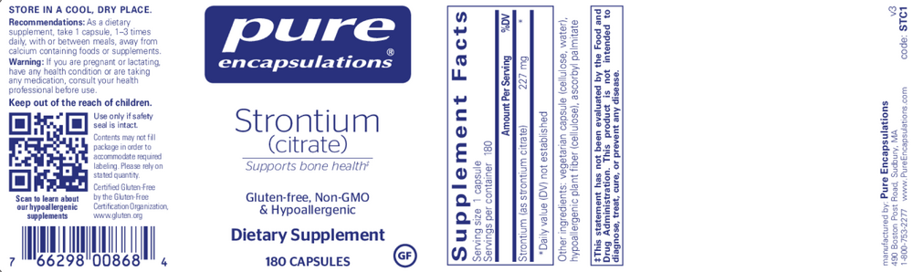 Pure Encapsulations Strontium (Citrate) 180 capsules