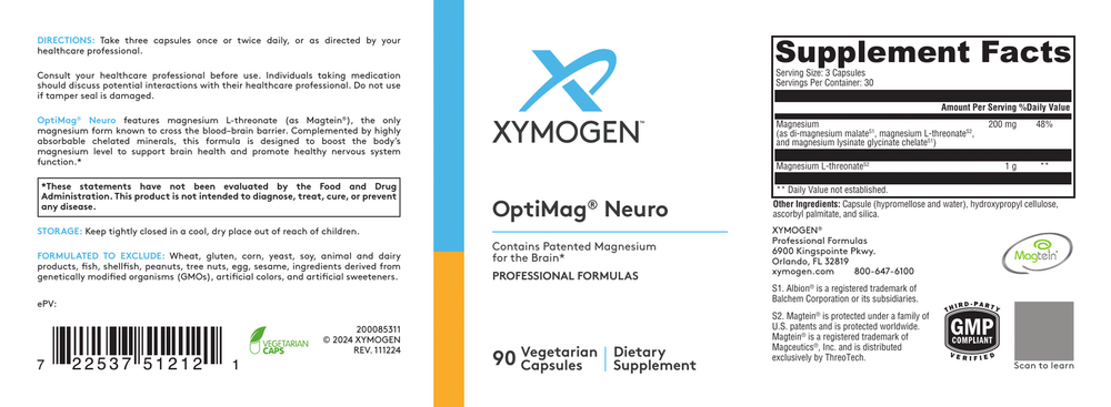 XYMOGEN OptiMag Neuro (Magnesium) 90 capsules