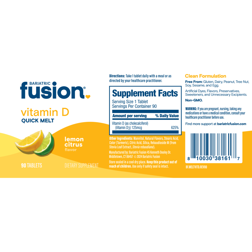 Bariatric Fusion Vitamin D Quick Melt, Lemon Citrus 90 tablets