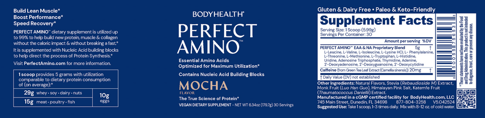 BodyHealth PerfectAmino Powder, Mocha 192 Grams