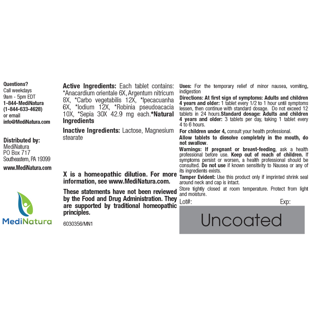 BHI Homeopathics/Medinatura BHI Nausea 100 tablets