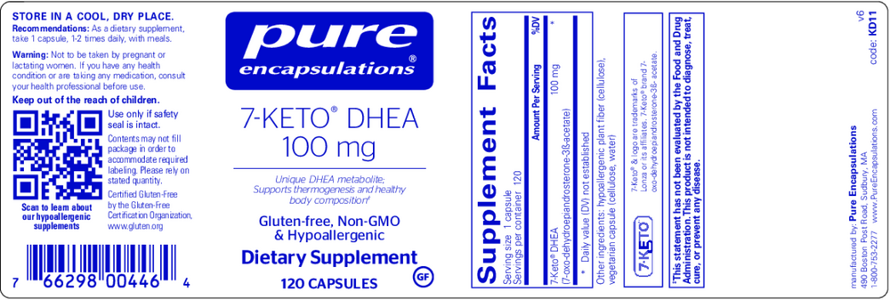 Pure Encapsulations 7-Keto DHEA 100mg 120 capsules