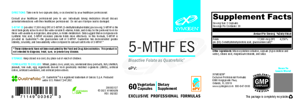 XYMOGEN 5-MTHF ES 60 capsules