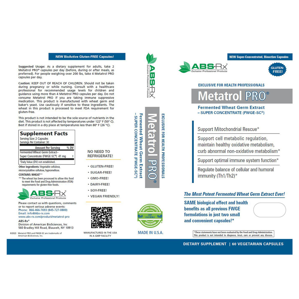 American BioSciences Metatrol Pro Fermented Wheat Germ Extract 60 capsules