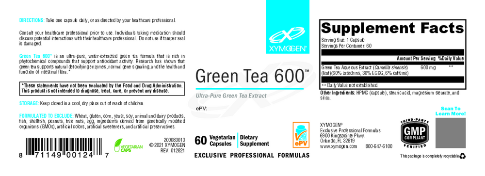 XYMOGEN Green Tea 600 60 capsules