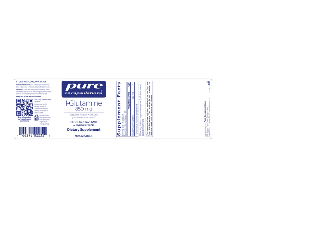 Pure Encapsulations l-Glutamine 850mg 90 capsules