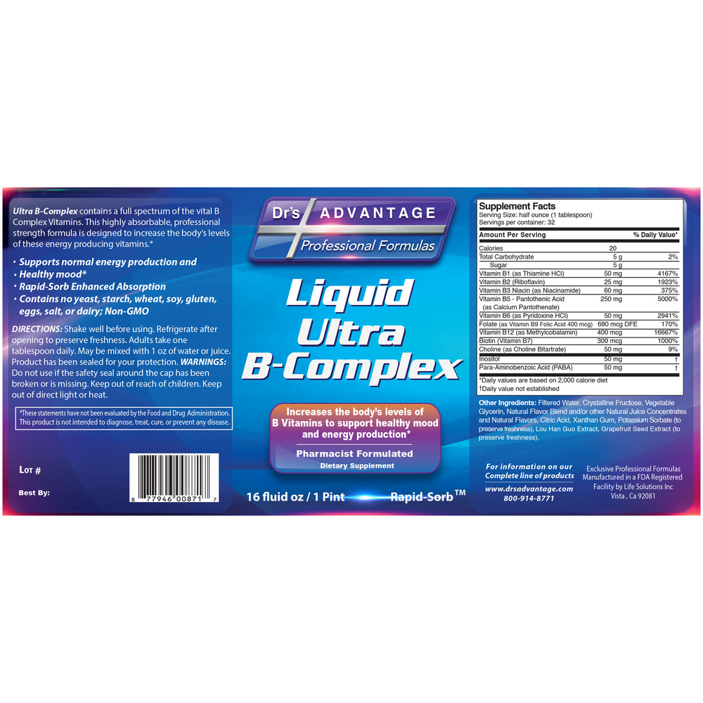 Dr's Advantage Liquid Ultra B-Complex 473ml