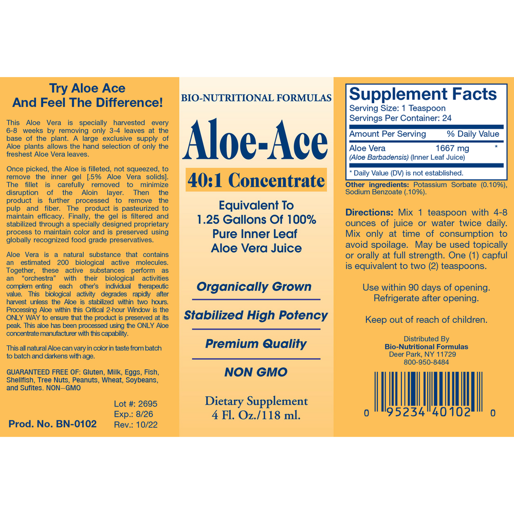 Bio-Nutritional Formulas Aloe-Ace 40:1 Concentrate 118ml
