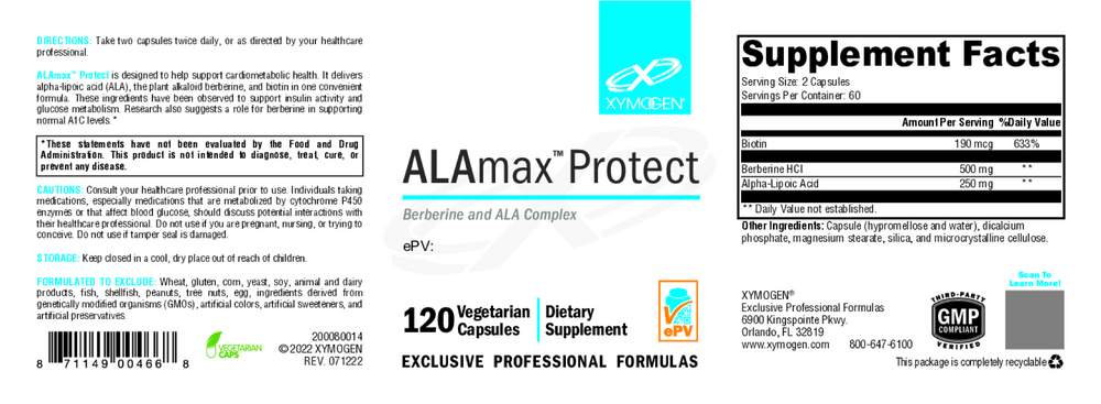 XYMOGEN ALAmax Protect 120 capsules