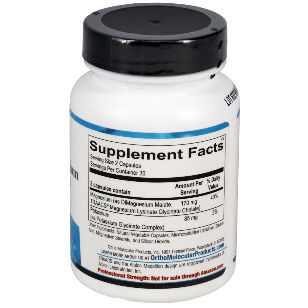 Ortho Molecular Products Reacted Magnesium and Potassium 60 capsules