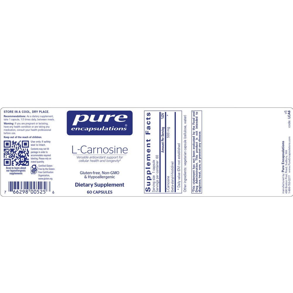 Pure Encapsulations L-Carnosine 60 capsules