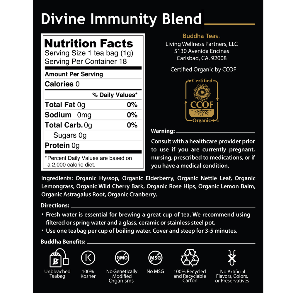 Buddha Teas Divine Immunity Blend 18 Count