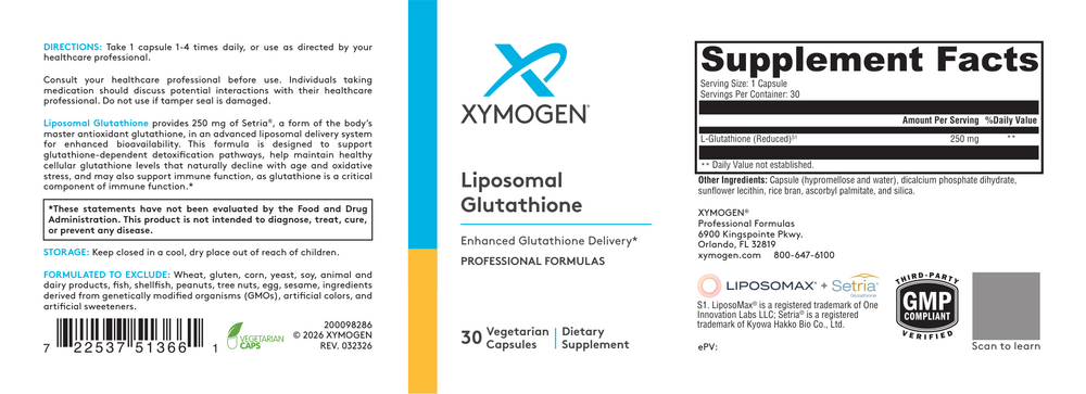 XYMOGEN Liposomal Glutathione 30 capsules