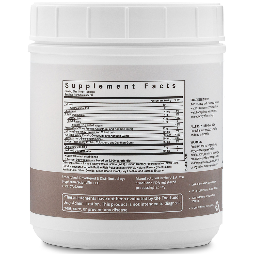 BioPharma Scientific NanoPro PRP Immune Vanilla Bean 540 Grams