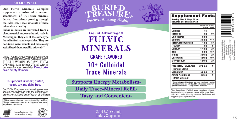 Buried Treasure Fulvic Minerals, Grape 990ml