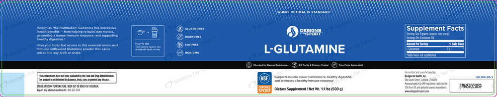 Designs For Sport Glutamine Powder 500g