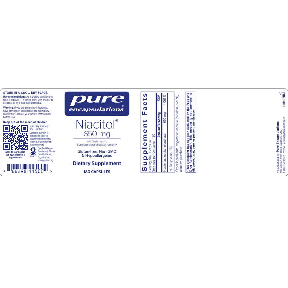 Pure Encapsulations Niacitol 650mg 180 capsules