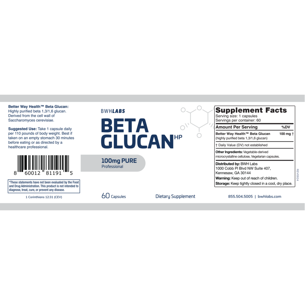 BWH Labs Beta Glucan 100mg 60 capsules