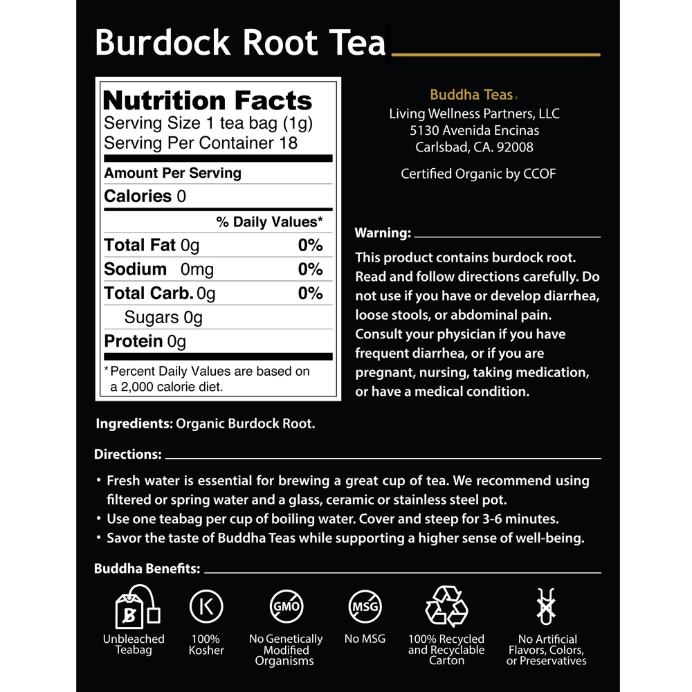 Buddha Teas Burdock Root Tea 18 Count