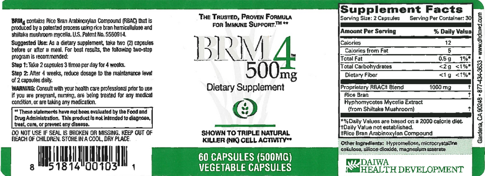 Daiwa Health Development BRM4 500mg 60 capsules