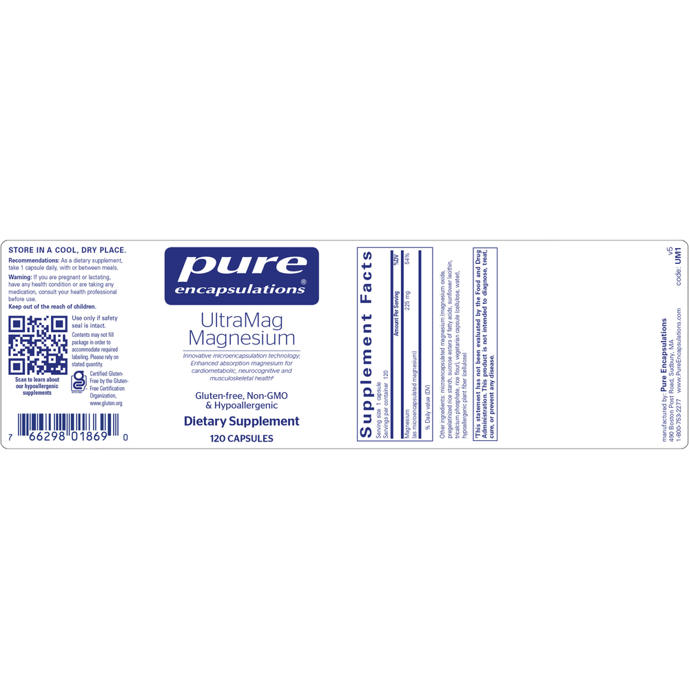 Pure Encapsulations UltraMag Magnesium 120 capsules