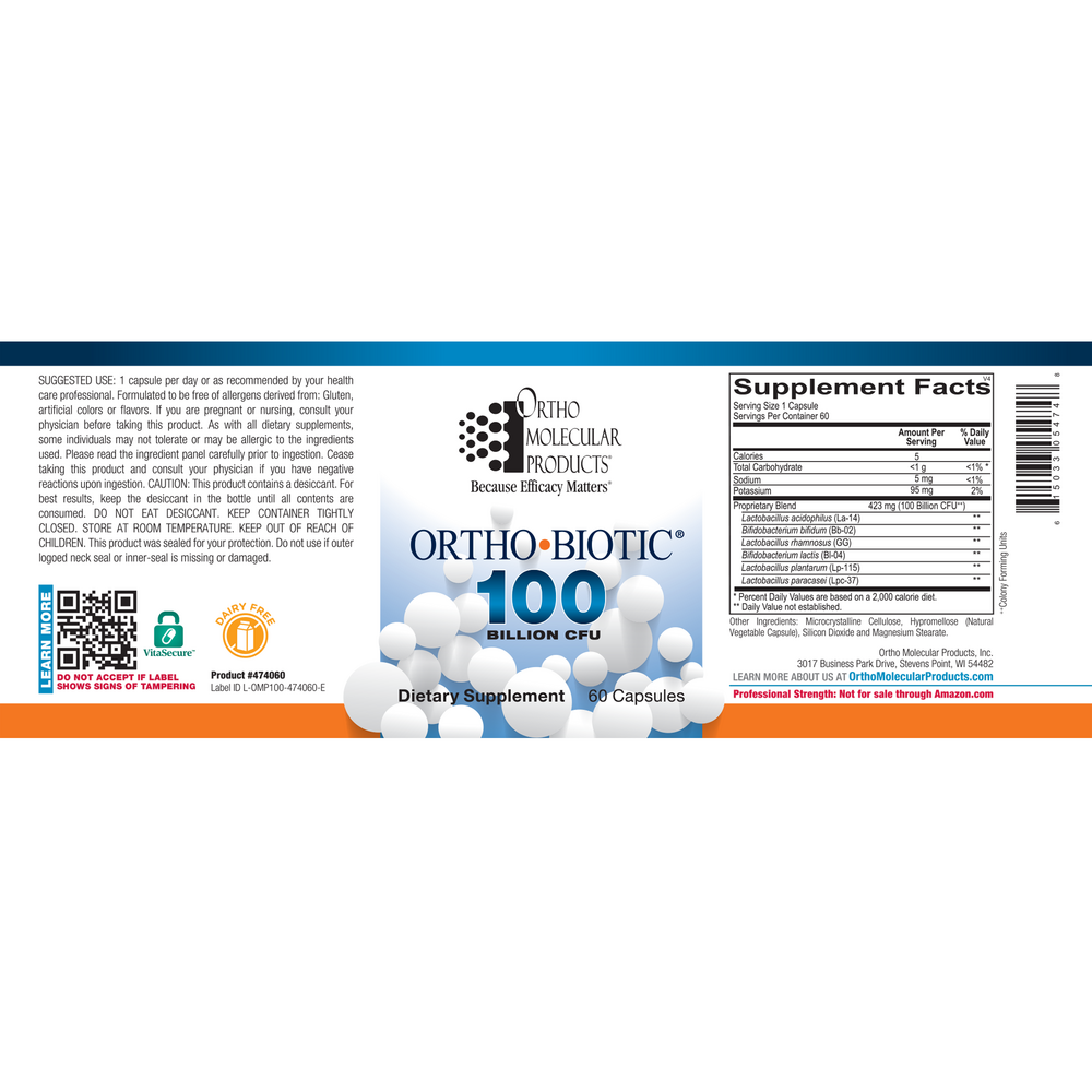 Ortho Molecular Products Ortho Biotic® 100 — 60 Capsules
