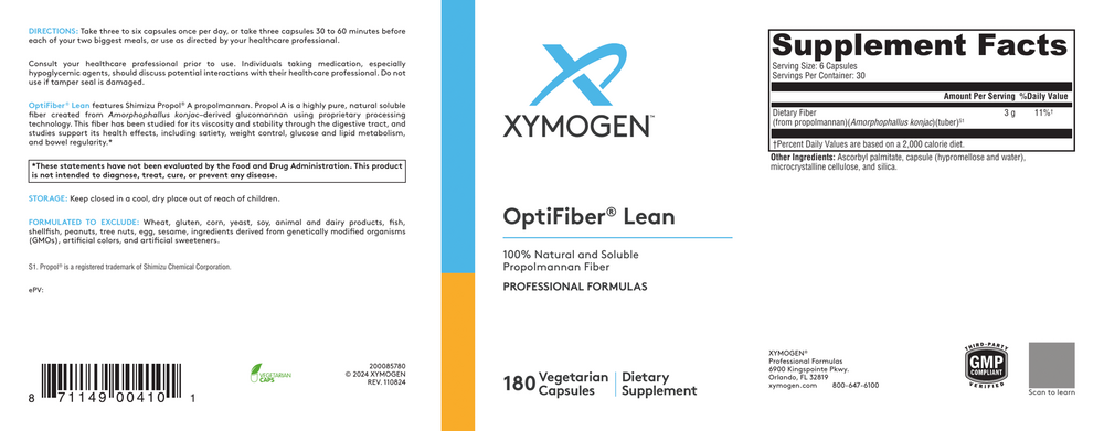 XYMOGEN OptiFiber Lean (Dietary Fiber) 180 capsules